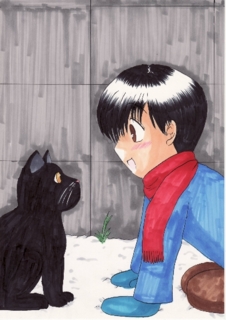 あきひろくんと黒い猫＠冬